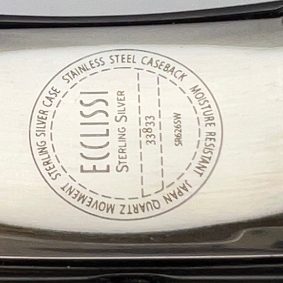 Vintage 90's Ecclissi Mother Pearl Sterling Silver Black Ladies Watch Working - Picture 8 of 10